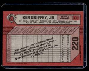 lot 134 image: 1989 Bowman Ken Griffey Jr. Rookie Card #220