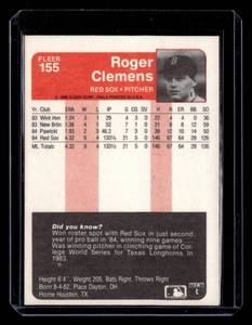 lot 139 image: 1985 Fleer Roger Clemens Rookie Card #155