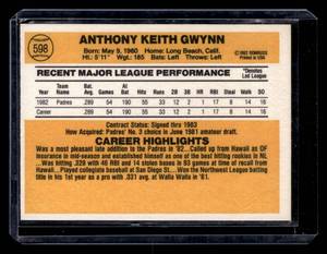 lot 141 image: 1983 Donruss Tony Gwynn Rookie Card #598