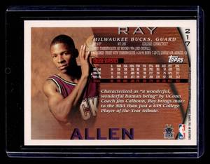 lot 153 image: 1996 Topps Ray Allen Rookie Card #217
