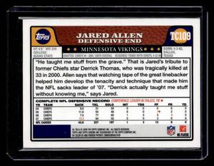 lot 160 image: 2008 Topps Chrome Blue Refractor Jared Allen #TC109