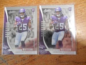 lot 71 image: (2) 2019 Absolute Alexander Mattison Rookie Cards #102