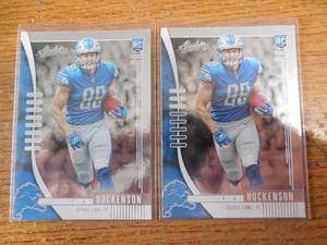 lot 72 image: (2) 2019 Absolute T.J. Hockenson Rookie Cards #137