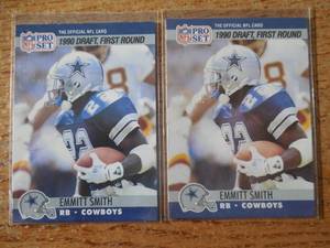 lot 93 image: (2) 1990 Pro Set Emmitt Smith Rookie Cards #685
