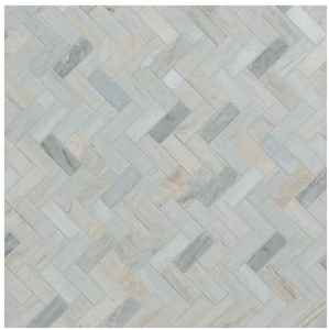 lot 39 image: MSI Angora Herringbone 12 in. x 12 in. Polished Marble Floor and Wall Mosaic Tile x 3 Boxes