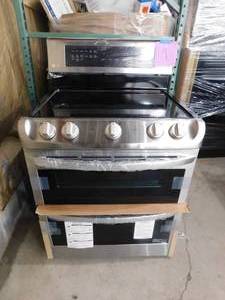 lot 9 image: LG ProBake 30-in Smooth Surface 5 Elements 4.3-cu ft  3-cu ft Self-cleaning Convection Oven Freestanding Double Oven Electric Range (Stainless Steel)