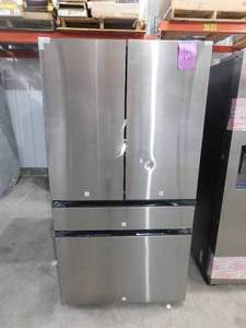 lot 15 image: Samsung Bespoke 28.8-cu ft 4-Door Smart French Door Refrigerator with Dual Ice Maker and Door within Door (Stainless Steel- All Panels) ENERGY STAR