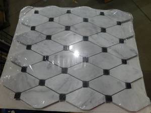 lot 40 image: Ivy Hill Tile Diapson White Carrara and Black 11.87 in. x 13 in. Polished Marble Mosaic Tile x 11 Sheet