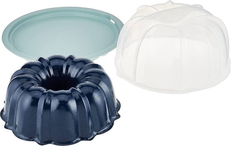 lot 699 image: NEW Nordic Ware Translucent Cake Keeper  Bundt Pan, Silver