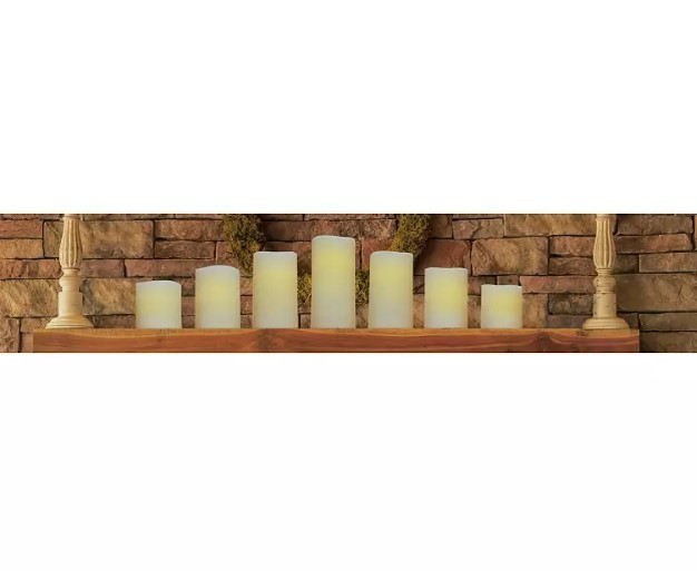 lot 542 image: NEW Members Mark 7-Piece Flameless Candle Pillar Set with Remote and Timer