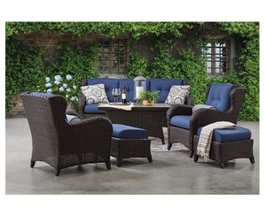 lot 401 image: NEW Members Mark Heritage 6-Piece Deep Seating Patio Set with Sunbrella Fabric - Indigo