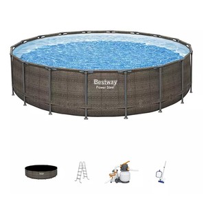 lot 411 image: NEW Bestway Power Steel 18 x 48 Above Ground Pool with 1,500 gal. Sand Filter Pump