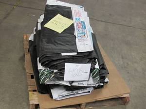lot 420 image: Pallet of 9 Large Reused Lightweight PE Billboard Tarps
