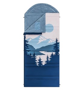 lot 488 image: NEW Members Mark Sleeping Bag with Sherpa Backing - Navy