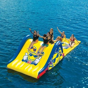 lot 552 image: NEW WOW Sports Floating Slide Island and Water Walkway Combo - Blue