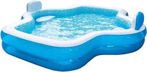 lot 557 image: NEW Members Mark Elegant Mosaic Family Pool 10 Feet Long 2 Inflatable Seats with Backrests