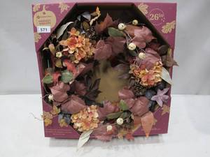 lot 571 image: NEW Members Mark 26 Harvest Wreath, Foliage (26 Diameter x 6 Deep)