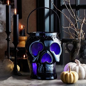 lot 573 image: NEW Members Mark Ceramic Skeleton Lantern - Black