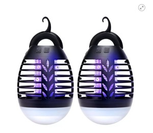 lot 677 image: 2 Pack of Dartwood Outdoor Bug Zapper - Waterproof, USB Rechargeable and Battery Powered Mosquito Killer, Insect Trap and Fly Swatter