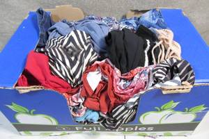 Apple Box Stuffed Full of Designer Womens Apparel.).)