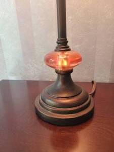 lot 23 image: Rose Amber Bead Buffet Lamp