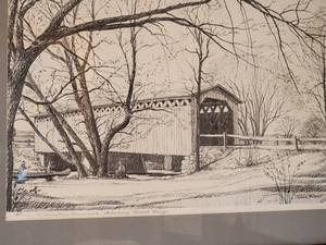 lot 50 image: New England Covered Bridge Print