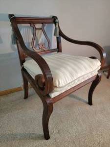 lot 9 image: Breathtaking Carved Mahogany Harp Armchair
