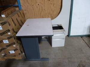 lot 38 image: Desk, White Board & Drawer Unit