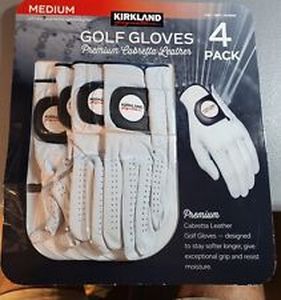 lot 13 image: Kirkland Signature Golf Gloves Premium Cabretta Leather, Medium, 4 Pack