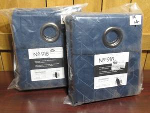 lot 15 image: No. 918 Lichtenberg 40in x 63in MTS Blue Curtain Panels ( set of 2)