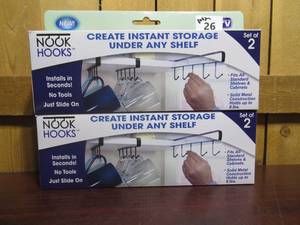 lot 26 image: Set of 4 Nook Hooks - Under Shelf Storage - As Seen on TV