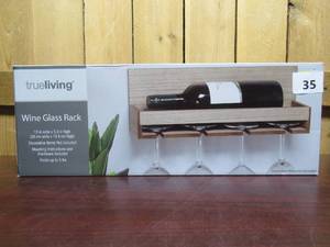 lot 35 image: Wine Glass Rack Trueliving 15 in X 5.3 in NEW space for 4 wine glasses