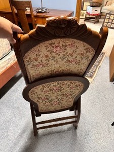lot 15 image: Vintage Folding Tapestry Rocking Chair