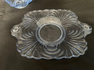 lot 27 image: Vintage Cambridge Caprice Moonlight Blue Bowl and Plate