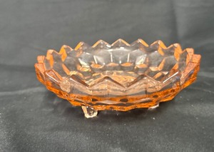 lot 29 image: Depression Glass Red Footed Bowl and Blue Covered Candy Dish