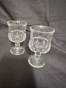 lot 63 image: Set of 2 Reproduction of Antique 1880s EAPG Wine Goblet