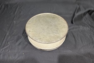lot 86 image: Vintage Tin with Floral Bouquet Lid Lace and Ribbon Border - Atlantic Tin Co.