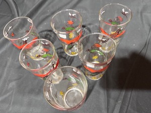 lot 108 image: Set of 6 Vintage Hazel Atlas 1950s Pheasant Hunting Water Glass Tumblers