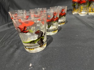 lot 110 image: Set of 6 Vintage Hazel Atlas 1950s Pheasant Hunting Old-Fashioned Low Ball Glasses