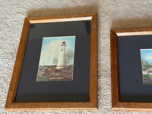 lot 119 image: Framed Vintage Lighthouse Painting and Vintage Lighthouse Framed Picture