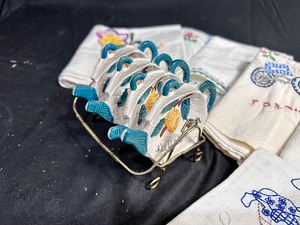 lot 220 image: Vintage Tea Bag Holders and Embroidered Tea Towels