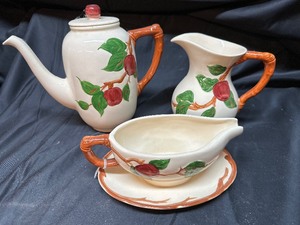 lot 301 image: Lot of 3 Franciscan Apple China Serving Dishes