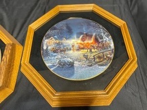 lot 134 image: Lot of 2 Terry Redlin Framed Plates Lights of Home