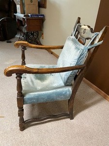 lot 183 image: Vintage Padded Armchair, Handcarved