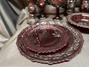 lot 5 image: Large Lot of Vintage 1876 Cape Cod Ruby Red Dishes