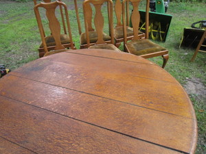 Antique Tip Top Table,  Six Chairs
