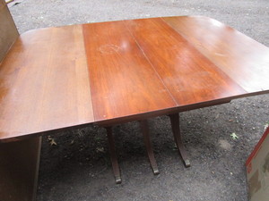 Duncan Phyfe Dropleaf Table - Triple Pedestal