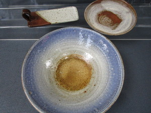 Pottery Bowl, Plate, Butter Tray