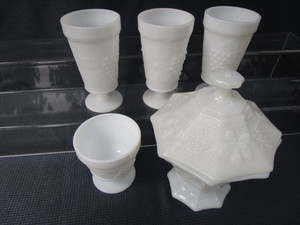 Milk Glass - Grape Design