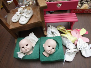 Doll Shoes, Heads, Bench, Rocker